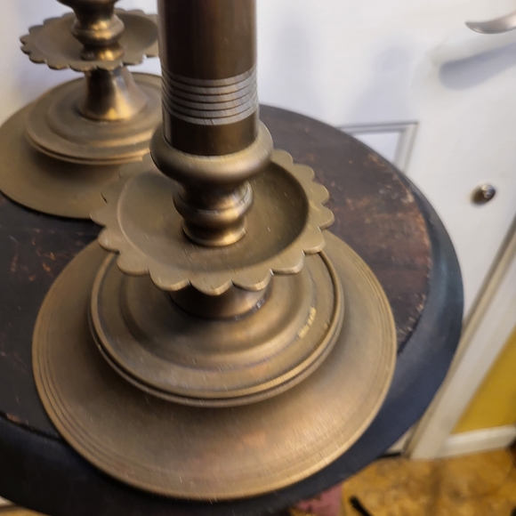 Antique Brass / Bronze Pair of 4 Candle  Candelabras 16.5' - Picture 4 of 14